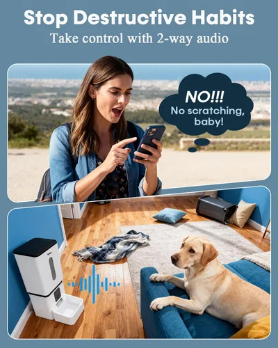 Miniatura 6 de Comedero automático para perros de razas grandes con cámara - 12L/50 tazas, control de aplicación WiFi 5G, dispensador de alimentos para perros