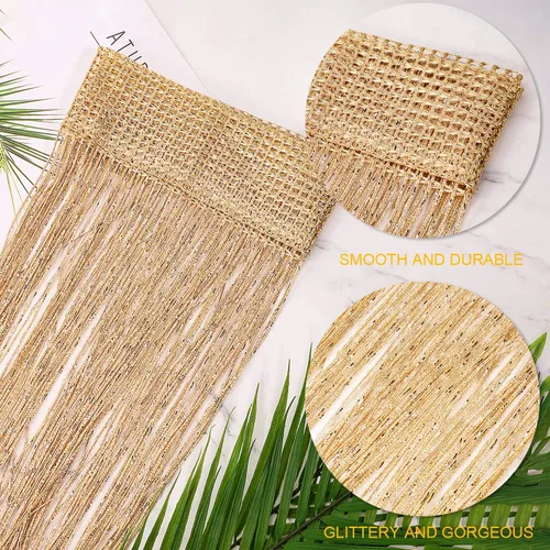 Miniatura 3 de WILLBOND 4 piezas de cortinas de cadena con flecos de purpurina para ventana de 79 x 39 pulgadas, tira divisora para puerta, borla para boda, sala