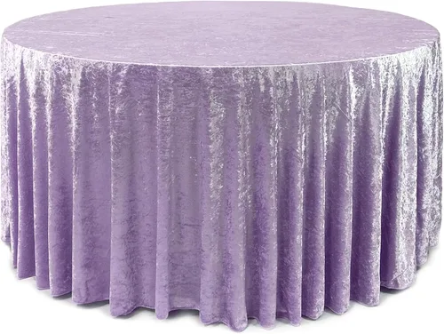 Miniatura 13 de YOUR CHAIR COVERS - Mantel redondo de terciopelo triturado de 120 pulgadas para mesas redondas de 5 pies - Azul polvoriento Azul empolvado