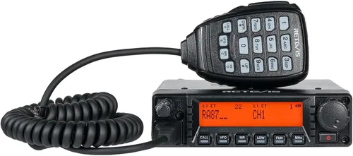 Retevis RA87 GMRS Radio móvil, estación base de transceptor móvil de alta potencia con cable, 8 canales repetidores, Chirp, reloj dual, radio