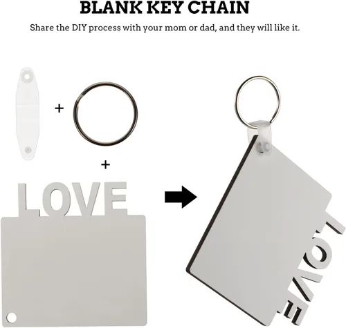 Miniatura 4 de 8 llaveros en blanco de sublimación de transferencia de calor, llavero impreso de doble cara MDF DIY llavero en blanco con llaveros para mamá papá