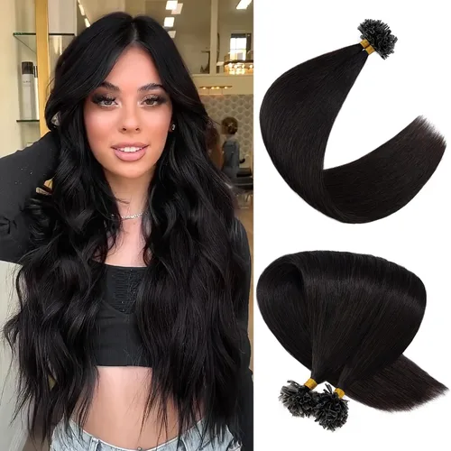 Miniatura 11 de Extensiones de cabello humano con punta en U, con queratina de fusión caliente, extensiones de cabello humano real, extensiones de cabello Remy
