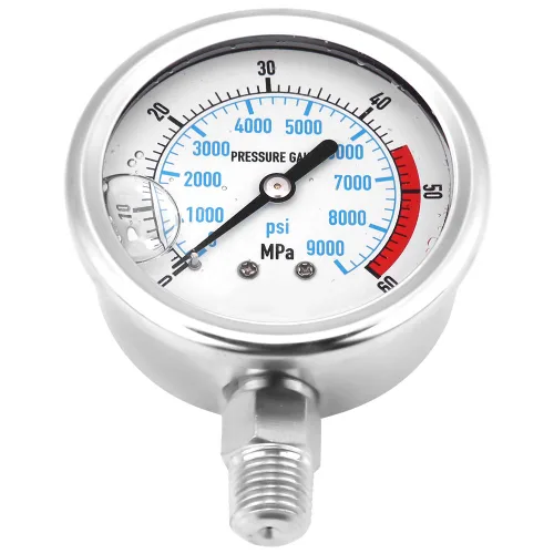 Miniatura 7 de Manómetro hidráulico, 60 MPa / 9000 PSI doble escalas acero inoxidable manómetro líquido presión base entrada NPT conexión de rosca 1/4