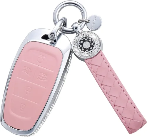 Miniatura 49 de Funda para Llave Honda con Llavero, Carcasa Protectora de Cuero Genuino Rosa con Cristales Compatible con Honda Accord Civic CRV Pilot Odyssey 2022
