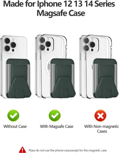 Miniatura 6 de ExtreLife Tarjetero magnético compatible con MagSafe Wallet Stand para iPhone 17/16/15/14/13/12, compatible con 7 tarjetas, verde y gris