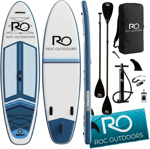 Miniatura 21 de Roc Tabla de remo inflable con accesorios y mochila de alta calidad, cubierta antideslizante, bolsa impermeable, correa, remo y bomba de mano.