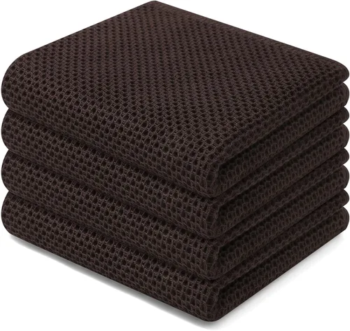 Miniatura 324 de Homaxy Paños de cocina de 100% algodón con tejido de gofre, ultra suaves, absorbentes, de secado rápido, 12 x 12 pulgadas, paquete de 6, amarillo