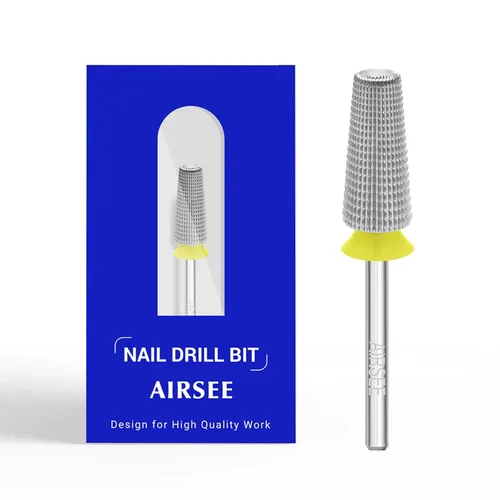 Miniatura 12 de AIRSEE Broca de carburo de tungsteno 5 en 1 para uñas acrílicas, lima eléctrica Efile, punta de cabeza para manicura, pulido rápido, quitar gel, Oro