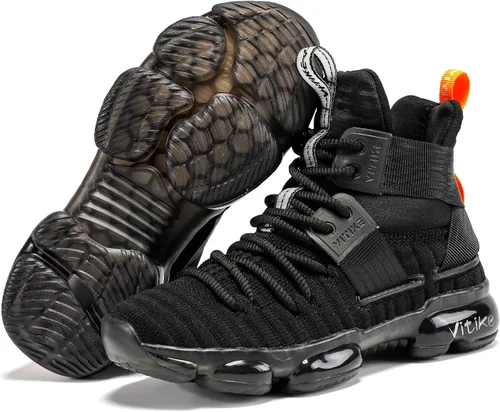 Miniatura 6 de VITUOFLY Zapatos de baloncesto para niños, con cámara de aire, para niñas, con aros de media parte superior, antideslizantes, para deportes al aire