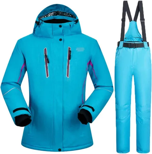 Miniatura 22 de Conjunto de chaquetas y pantalones de esquí para mujer, invierno al aire libre, talla grande, trajes de esquí cálidos con capucha, trajes de nieve E