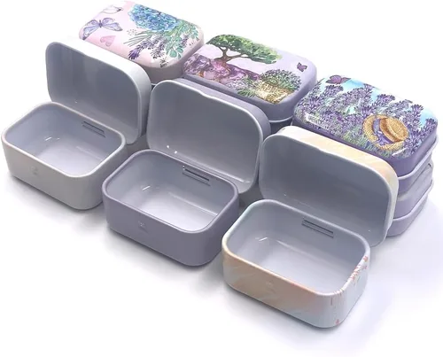 Miniatura 10 de 8 piezas de mini flores de estaño organizador de joyas caja de almacenamiento cajas decorativas pequeñas latas de metal floral con tapas