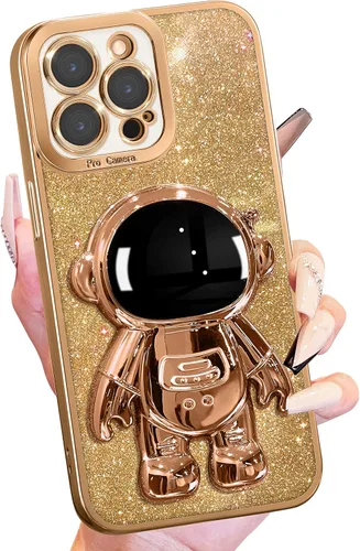 Miniatura 29 de Buleens Funda para iPhone 13 Pro Astronauta, Fundas Transparentes para iPhone 13 Pro con Papel Brillante y Soporte de Astronauta, Mujeres Niñas Rosa
