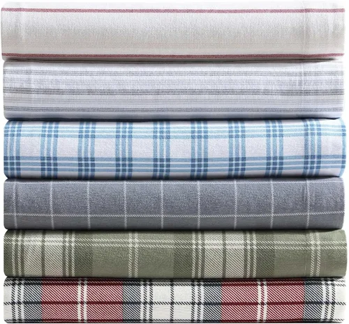 Miniatura 8 de Eddie Bauer - Sábanas de cama individual, juego de ropa de cama de franela de algodón con funda de almohada a juego, cepilladas para mayor suavidad