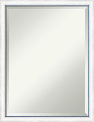 Miniatura 9 de Amanti Art - Espejo de baño blanco para sobre lavabo, espejo de tocador rectangular Morgan blanco azul de 22x18, marco de madera moderno pequeño, se