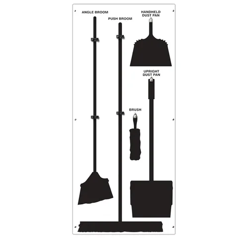 Miniatura 8 de Clean & Sweep 5S - Soporte para escoba de montaje en pared, tablero de 68 x 30 pulgadas, estación de limpieza 5S, solo tablero, herramientas se