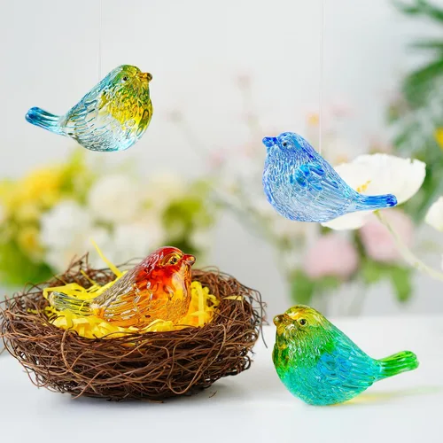 Miniatura 2 de HDCRYSTALGIFTS 4 figuras coloridas de pájaros de cristal, figuras coleccionables de animales de 3 pulgadas, regalos para mujeres, amantes