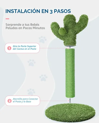 Miniatura 6 de MADE 4 PETS - Poste rascador de gato de 25.6" con cactus, rascador de gato con cuerda de sisal para gatitos, poste vertical para rascar para gatos