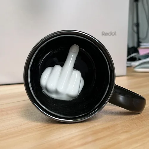 Miniatura 3 de Up Yours - Taza de café de cerámica 3D con dedo medio, divertida taza con texto en inglés "Have a Nice Day", perfecta para el día de San Valentín