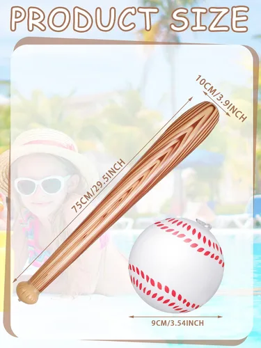 Miniatura 2 de Kacctyen Juego de béisbol inflable de Halloween de 4 piezas de bate de plástico falso para adultos, color marrón, bate de 29.5 pulgadas, pelotas
