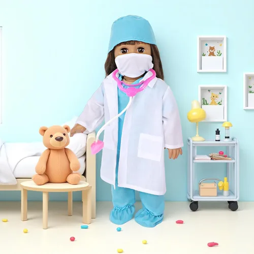 Miniatura 8 de MSYO Juego médico de 18 pulgadas con bata blanca, herramientas quirúrgicas y quirúrgicas, disfraz de juego de rol para niños de 3 a 12 años, se