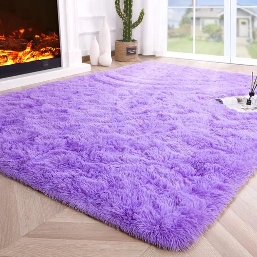 Miniatura 85 de Noahas - Alfombra suave y afelpada para habitación de niña y sala de estar, colorida, decoración para guardería, teñido anudado arcoíris, azul