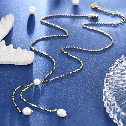 Miniatura 5 de Collares de perlas de oro de 14 quilates para mujer, exquisitos collares de perlas cultivadas a mano, collares de perlas simples para regalos