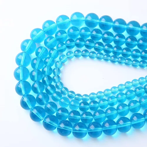 Miniatura 3 de Jiejinyu - 38 cuentas de vidrio espaciador de 10 mm azul claro, cuentas sueltas para hacer joyas, pulseras, collares Vidrio azul claro