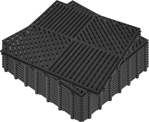 Miniatura 12 de ToLanbbt Cojín modular entrelazado 8P de 11.8 x 11.8 pulgadas, agujeros de drenaje de goma entrelazados antideslizantes para cubierta, ducha