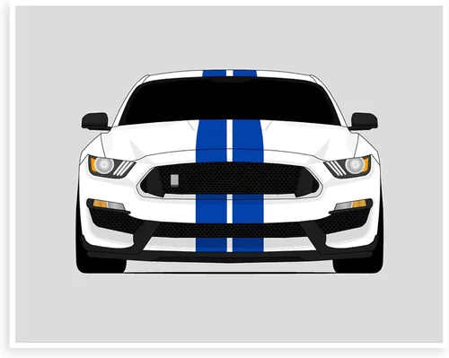 Custom Car Posters Póster hecho a mano compatible con Shelby GT350 (2015-2020) S550 Carroll Shelby Ford Mustang, impresión satinada de 8 x 10