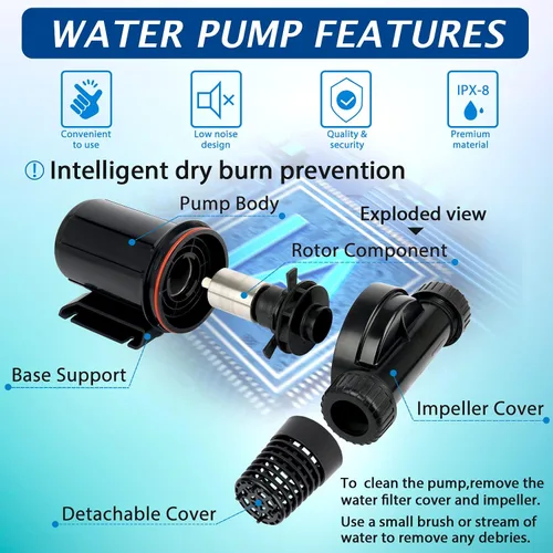 Miniatura 4 de WaterRebirth (PA2000, 1600 GPH) Bomba de agua sumergible de alto flujo - Bomba de agua para el hogar/en línea - Bomba sumergible - Bomba