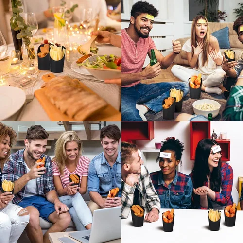 Miniatura 5 de Sabary Juego de 100 tazas desechables de charcutería con bolsas y lazos, tazas de papel de 14 onzas para aperitivos para bodas, despedidas de Negro