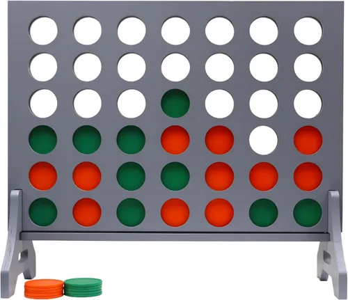 Miniatura 41 de Juego gigante 4 en una fila para familia y adultos – Tailgating Pros Jumbo de madera gris cuatro en una fila juego de patio para interiores