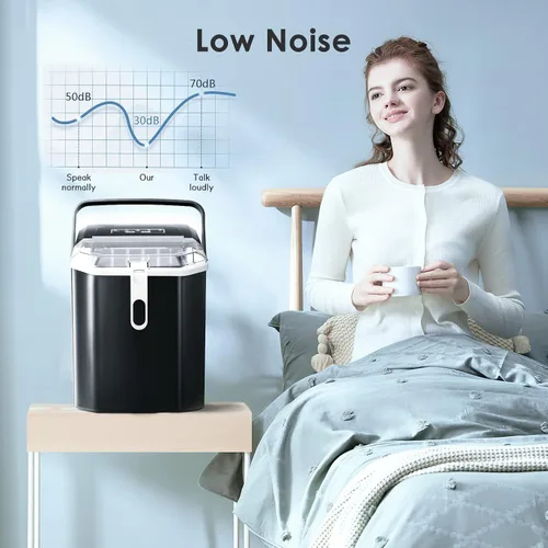 Miniatura 6 de Xbeauty Máquina de hielo para encimera, máquina de hielo portátil con autolimpieza, 26 libras/24 horas, 9 cubitos de hielo/8 minutos, cuchara