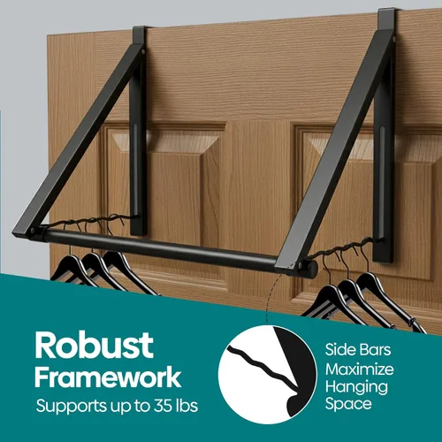 Miniatura 6 de HOLDN' STORAGE Colgador para colgar sobre la puerta, organizador plegable para colgar ropa, abrigos y toallas, ideal para dormitorios, lavandería