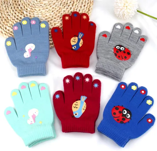 Miniatura 51 de Hicdaw 6 pares de guantes de invierno para niños, guantes de punto elásticos y cálidos para niños o niñas
