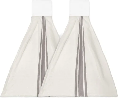 Miniatura 9 de Toallas de cocina colgantes estilo granja, retro, textil, textura a cuadros, toallas de mano con lazo para colgar, estilo granja, suaves
