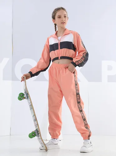 Miniatura 6 de Conjunto de ropa de baile para niñas, disfraz moderno de jazz de hip hop, conjunto de ropa de baile para niñas