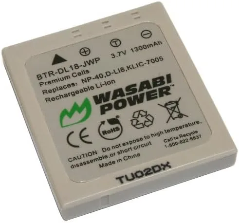 Wasabi Power Batería para Fujifilm NP-40, NP-40N y Fuji FinePix F402, F403, F420, F455, F460, F470, F480, F610, F650, F700, F710, F810, F811, J50,