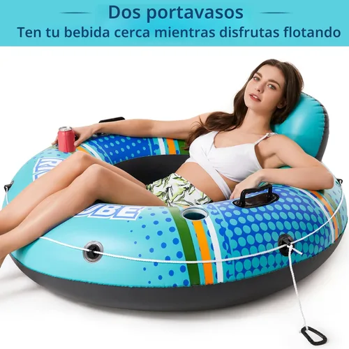 Miniatura 2 de Jasonwell Flotador inflable de tubo de río, flotador de río resistente, flotadores de piscina para lago, tubos de agua de primera calidad para Cian