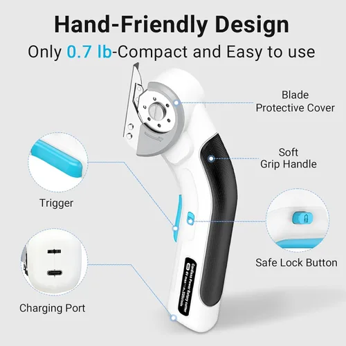 Miniatura 3 de Tijeras eléctricas inalámbricas, cortador de tela con bloqueo de seguridad, tijeras eléctricas recargables de 4 V para tela, cartón, tela, plástico