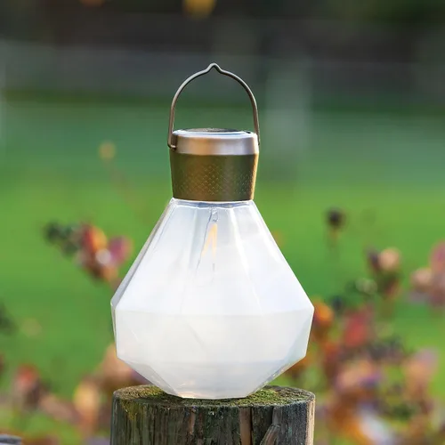 Miniatura 4 de Allsop Luz de gemas – LED solar para exteriores – Vidrio soplado a mano – Impermeable con marco fácil de colgar (leche)