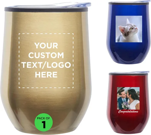 Miniatura 8 de DISCOUNT PROMOS Vasos de vino personalizados sin tallo de 12 onzas, juego de 6/12/24, paquete a granel personalizado, aislados, perfectos para vino