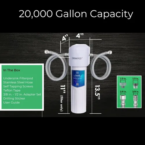 Miniatura 5 de Sistema de agua para debajo del fregadero, flujo de alta velocidad, capacidad de 20,000 galones, para hogares debajo del fregadero, oficinas
