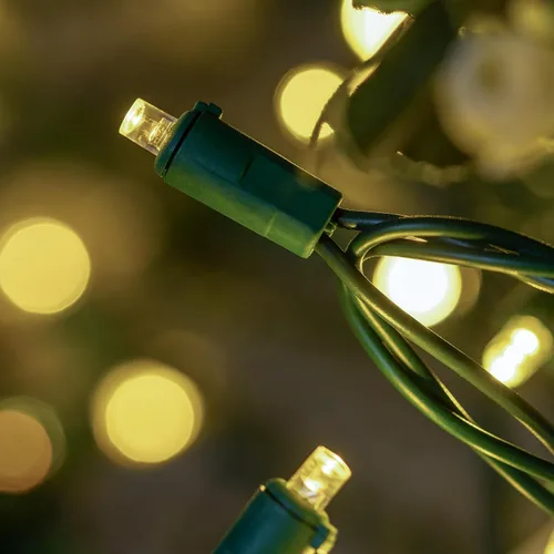 Miniatura 4 de YULETIME Luces LED de Navidad de gran angular de color blanco cálido, 200 unidades, 50 pies, paquete de 2 hebras de 25 pies, 100 luces
