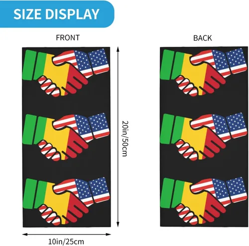 Miniatura 2 de Neck Gaiter Mali Malian American Flag USA Handshake Face Cover Scarf Uv Sun Protection Balaclava Head Mask for Men Women Fishing Mask Hiking Cycling