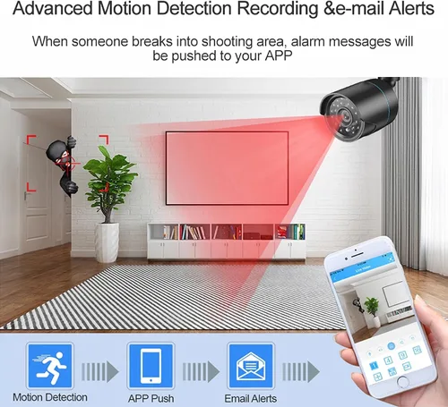 Miniatura 4 de Sistema de cámara de seguridad para el hogar 3000TVL Vigilancia DVR Kits, 4 unids con cable 1080P AHD/CVI/TVI cámara coaxial HD