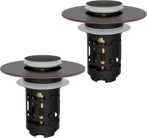 Miniatura 20 de Hibbent Colador de drenaje de lavabo de baño 3 en 1 mejorado, tapón universal desplegable con cesta de filtro de acero inoxidable extraíble atrapa