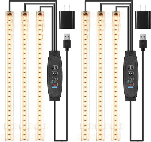 Miniatura 16 de Tiras de Luz LED para Crecimiento de Plantas de 8.6'', Espectro Completo 3500K Luz de Crecimiento para Plantas de Interior con Temporizador de Cálido
