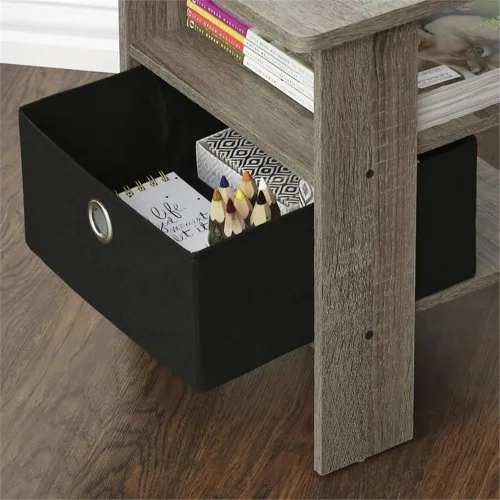 Miniatura 6 de Mesa de noche con cajón Furinno, Madera Roble francés