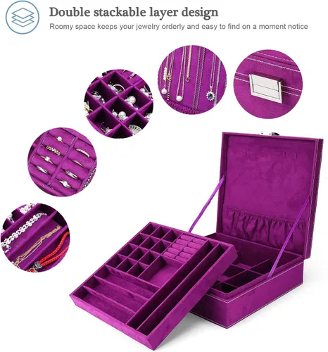 Miniatura 3 de ProCase Joyero organizador para mujeres y niñas dos capas de almacenamiento de joyería para collares aretes pulseras anillos relojes opción